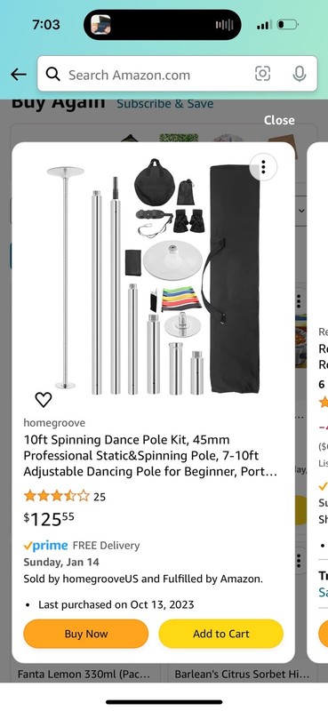 Brand-New Never-Used Portable Dance Pole Adjustable 7-10ft Static/Spinning Modes