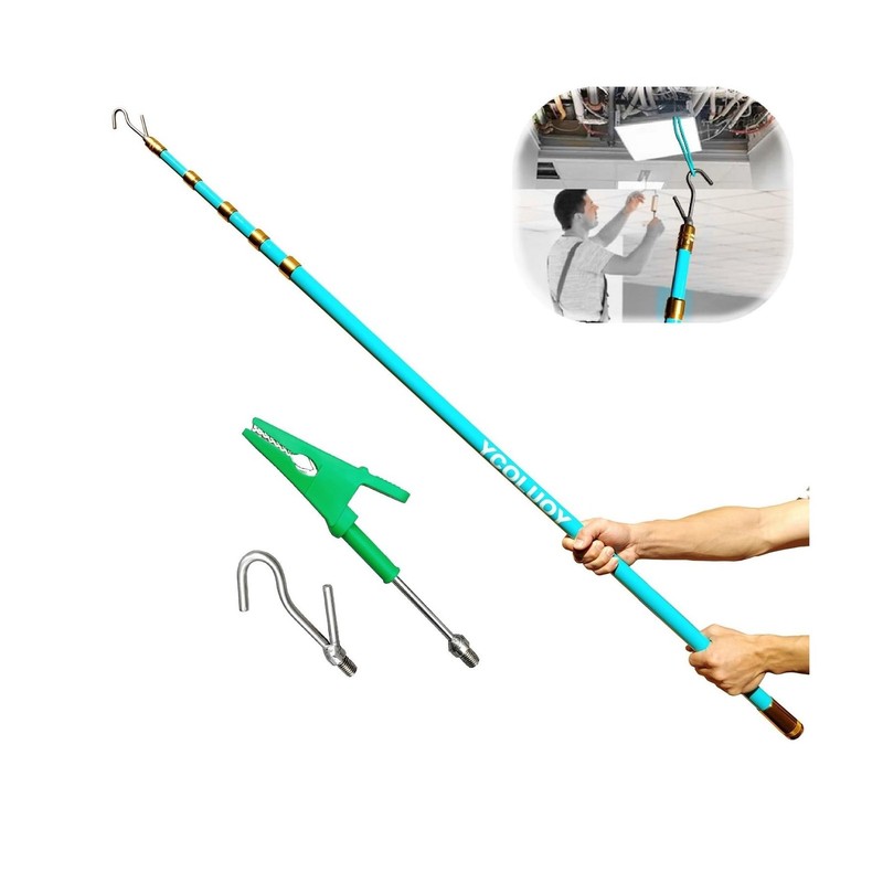 Cable Wire Pull Push Telescopic Pole, 17 Feet High-Density Carbon Fiber with ...