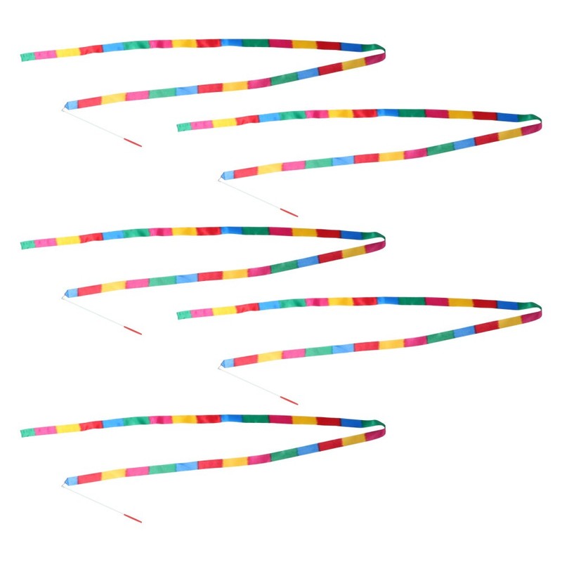 5 Pcs Ribbon Dancer Ballet Streamer Gymnastic Ribbons Sticks