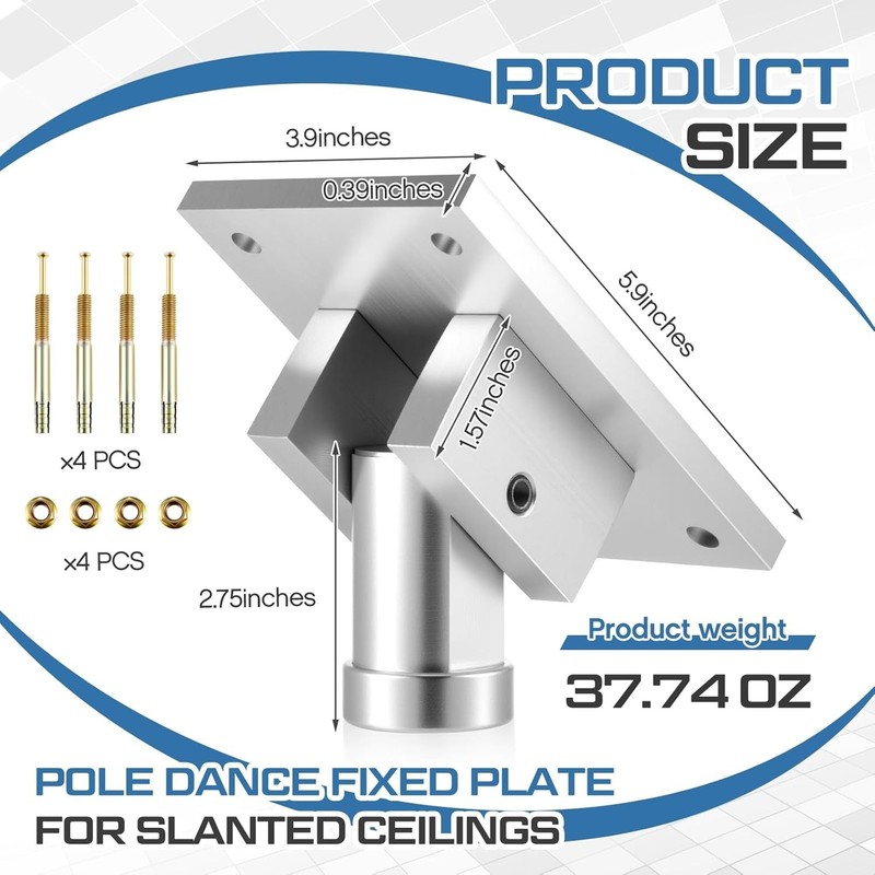 Universal Pole Dance Fixed Plate for Slanted Ceilings Top Plate Pole Dance Ac... gallery
