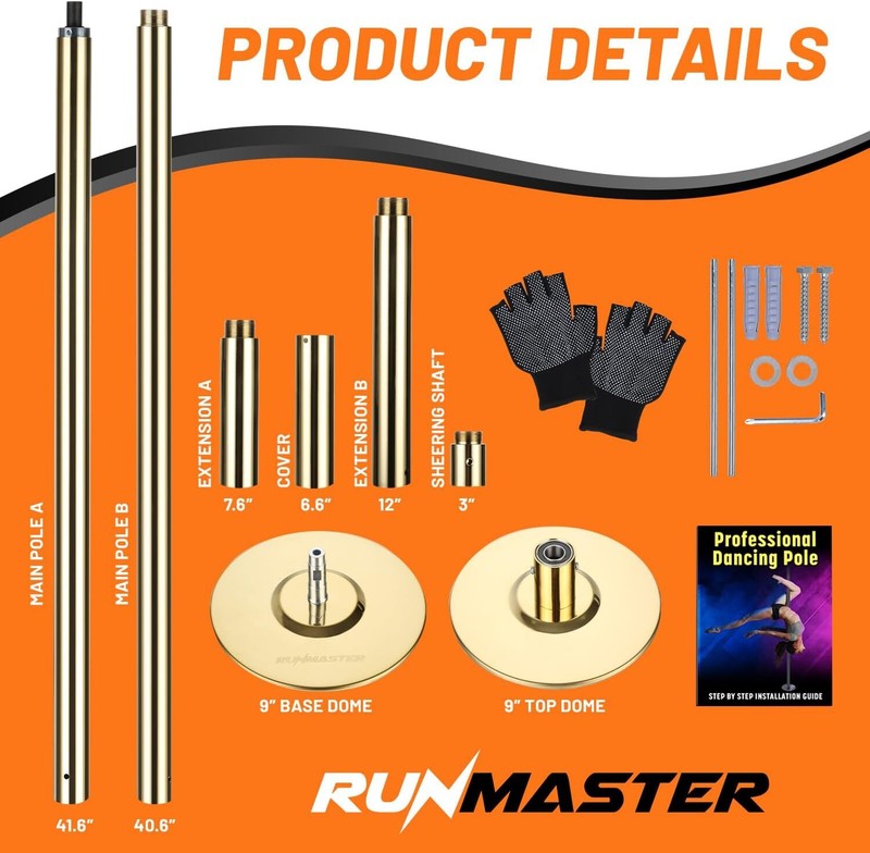 Premium Pole Spinning Static Dance Pole Kit | Portable & Removable 45mm Exercise gallery
