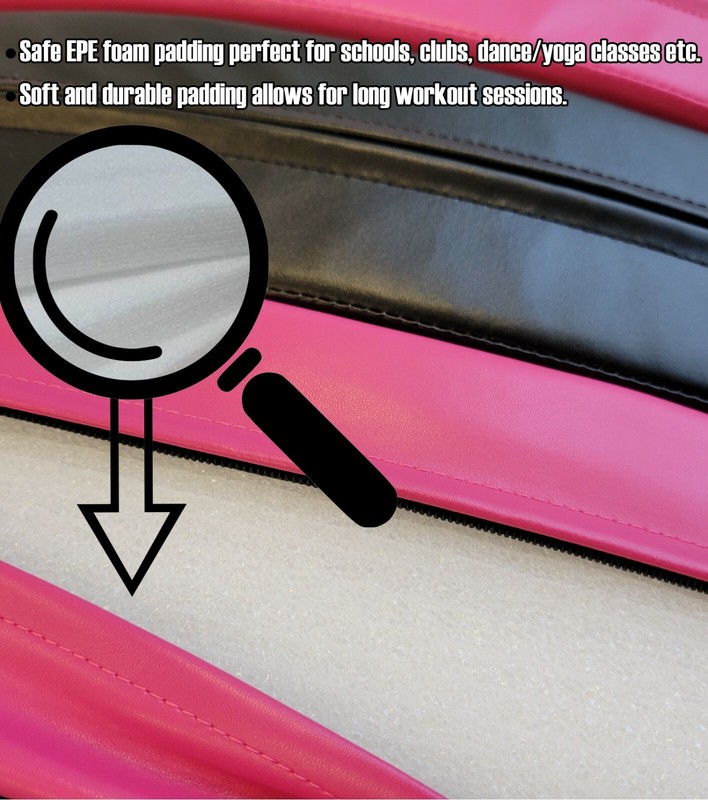 FitMat 5 Ft. Multi-Use Portable Dance/Yoga Mat 4.5-inch EPE Foam (Pink / Black) gallery