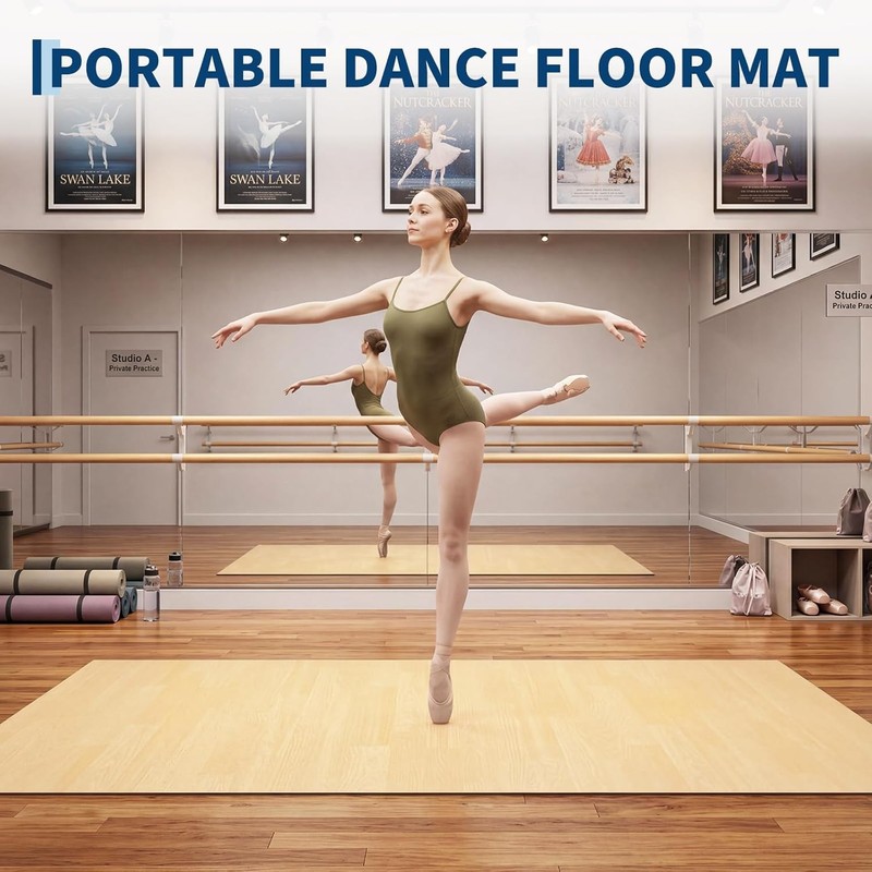 6ft x 4ft Portable Dance Mat, 0.2" Thick PVC Ballet Floor Roll with Storage Bag gallery