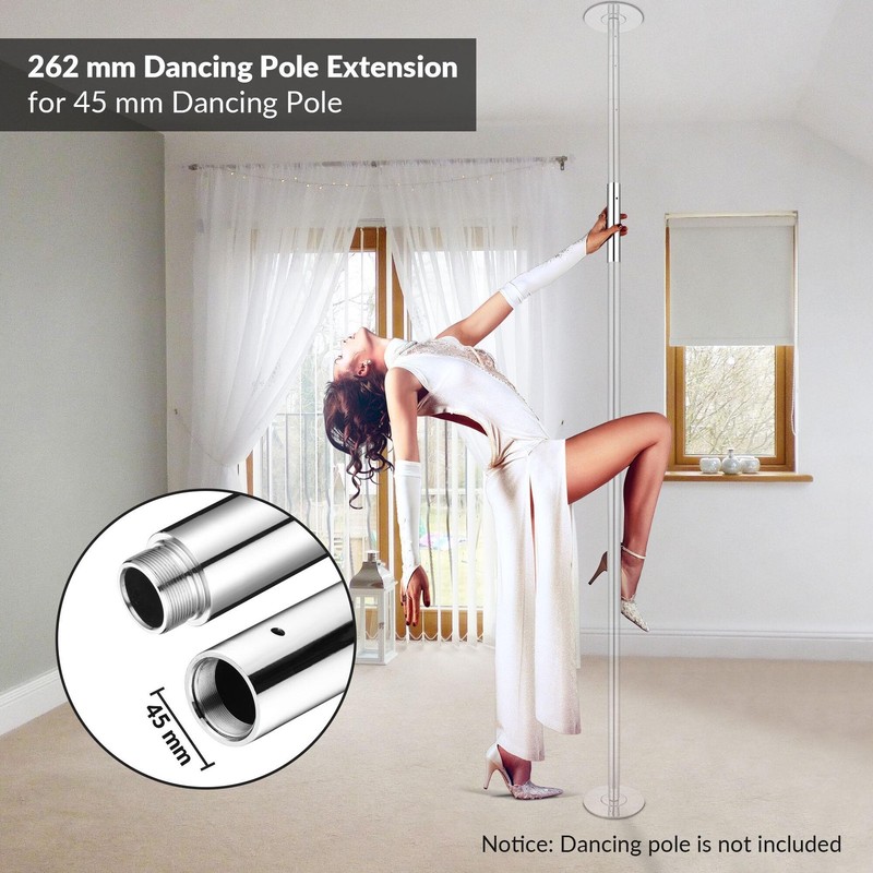 262mm Dance Extension Pole For 45mm Dancing Pole Spinning Fitness Pole, Silver gallery