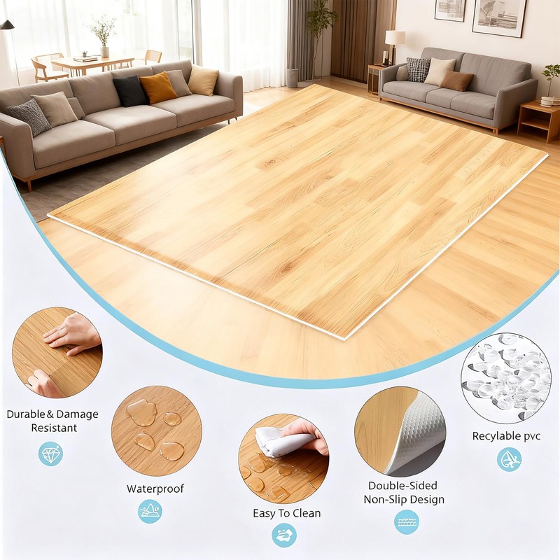Portable Dance Floor Mat, Wood-Patterned, 3.3 x 5.9ft Durable Non-Slip PVC, 5... gallery