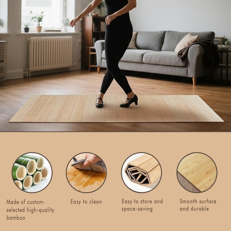 Foldable Tap Dance Floor - Premium Bamboo Portable Tap Board with Non-Slip Ba... gallery