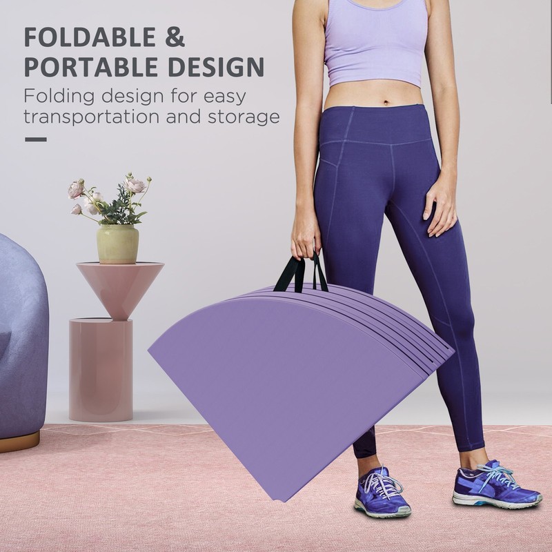 Foldable Pole Dance Crash Mat w/ Handles, Purple gallery