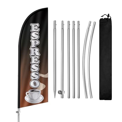 Espresso Flag for Business, Espresso 8FT Polyester Advertising Swooper Flag