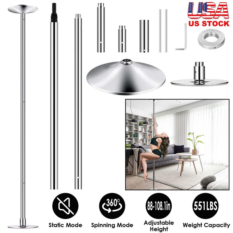 Stripper Dance Pole 45mm Spinning Static Dancing Pole with 88-108.1in Adjustable gallery