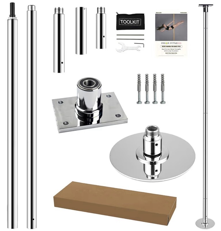 Permanent FixedSteel Pole Kit, Static/Spin 45mm 88-106.3 in, Heavy-Duty Steel