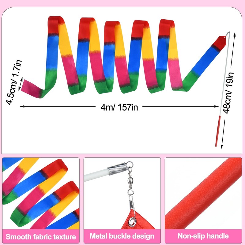 3 Pcs Twirling Batons 3 Pcs Ribbon Dancer Wands and 3 Pcs Rainbow Scrunchies ... gallery