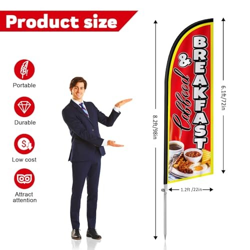 Coffeed Breakfast Flag for Business, Coffeed Breakfast 8FT Polyester gallery