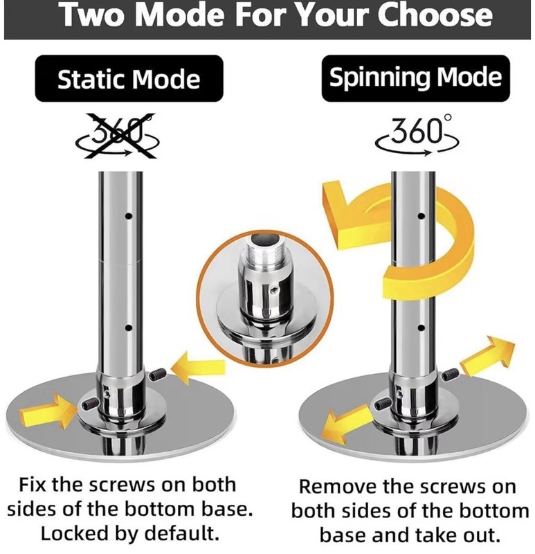 Permanent FixedSteel Pole Kit, Static/Spin 45mm 88-106.3 in, Heavy-Duty Steel gallery
