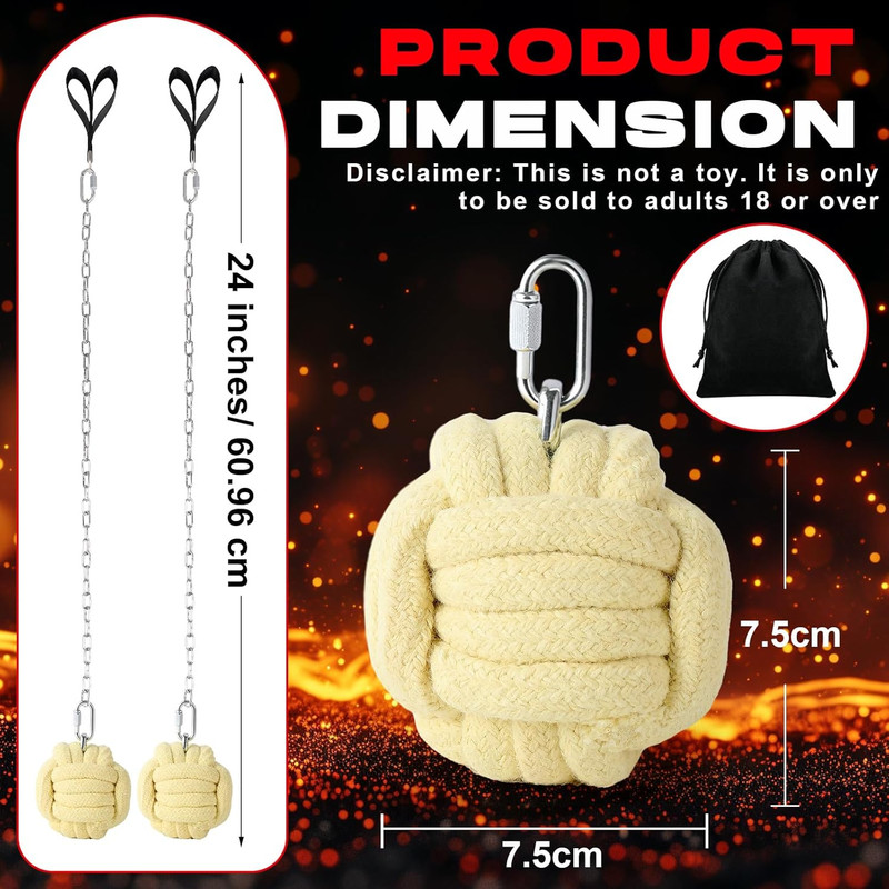 2 Pack Fire Poi Set for Dancing 24" Stainless Steel Chain with 3" Woven Aramid F gallery