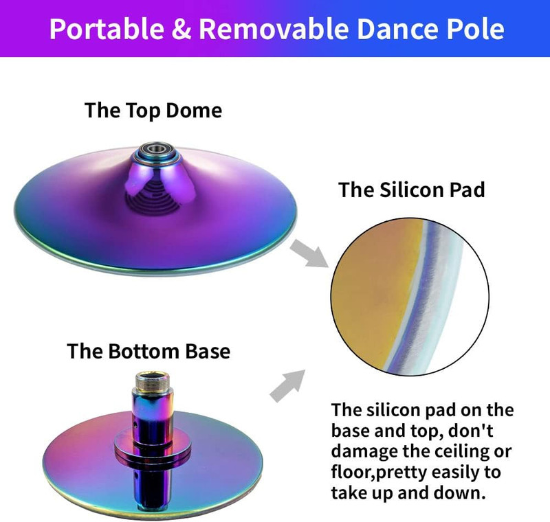 Pole Dancing Pole for Home - 45Mm Spinning Dance Pole with Extension, Portable D gallery