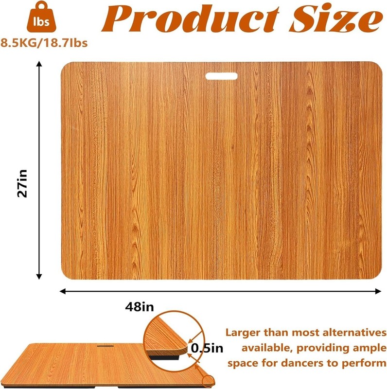 Portable Dance Floor, Tap Dance Floor, Tap Dancing Practice Board, 48''L x 27''W gallery