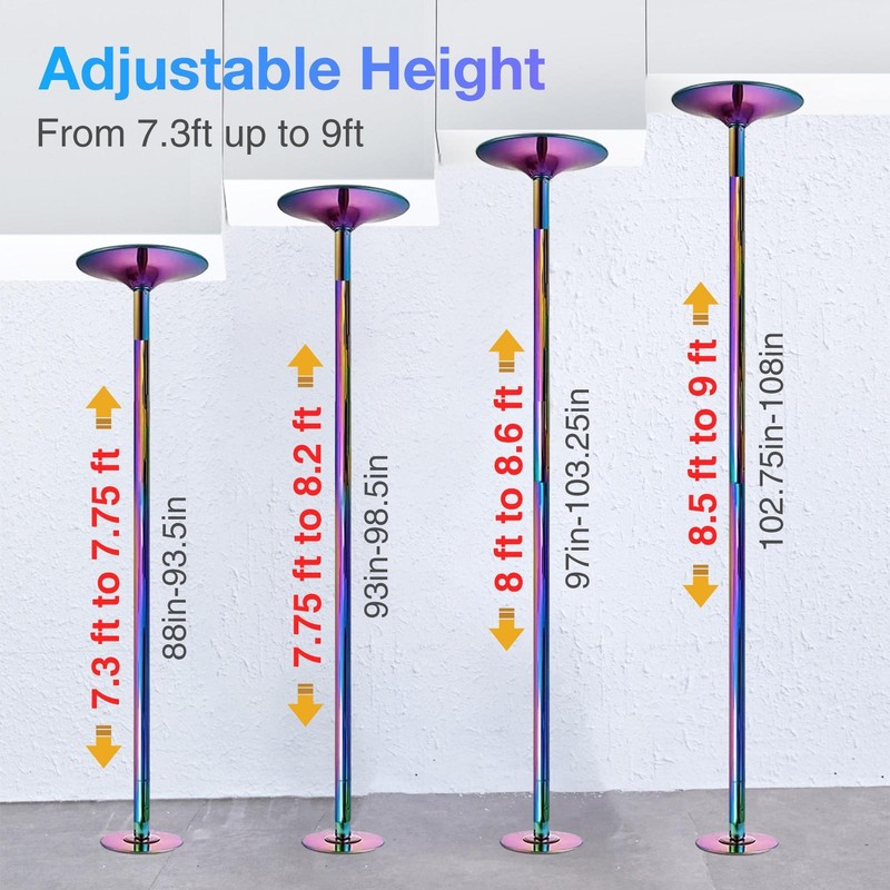 Dance Pole Spinning Static 45mm Dancing Stripper Pole Kit Adjustable For Fitness gallery