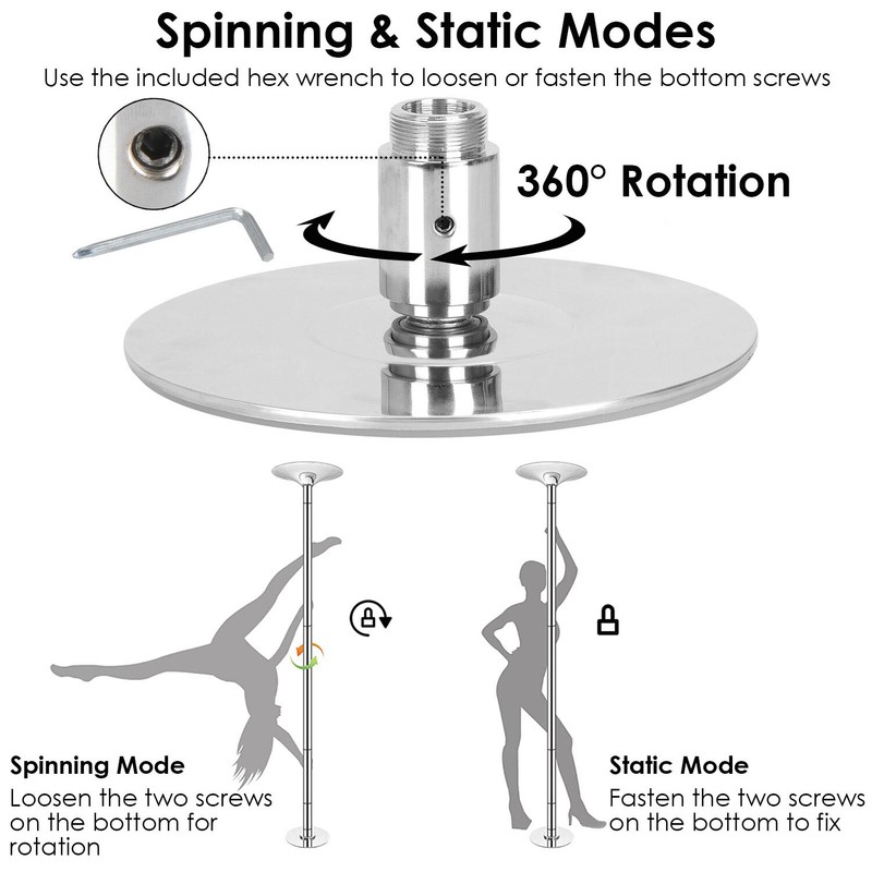 Professional Dance Pole Spinning & Static Adjustable Height 45mm Dance Pole Kit gallery