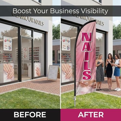 Nails Flag for Business, Nails Signs, 8FT Polyester Advertising Swooper Flag gallery