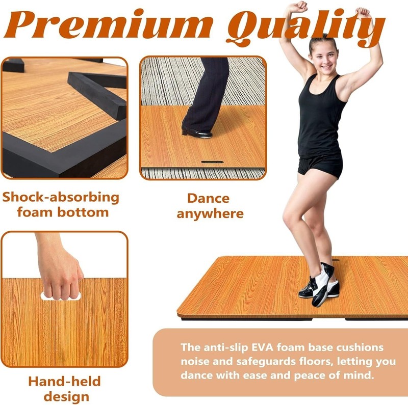 Portable Dance Floor, Tap Dance Floor, Tap Dancing Practice Board, 48''L x 27''W gallery