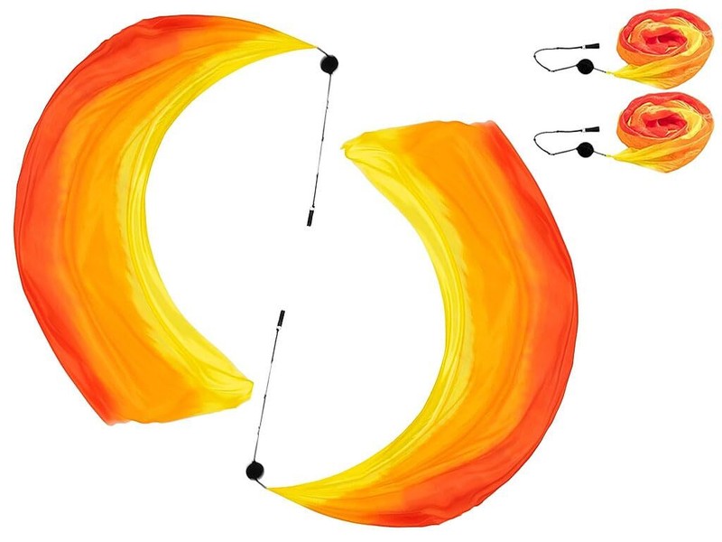 Belly Dance Poi Balls 2 Sets Silk Veils Colorful Throwing Performance Props