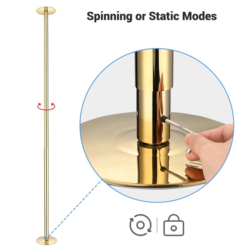 Yescom Static Spinning Dancing Pole Kit 9.25FT for Party Club Exercise,Gold gallery