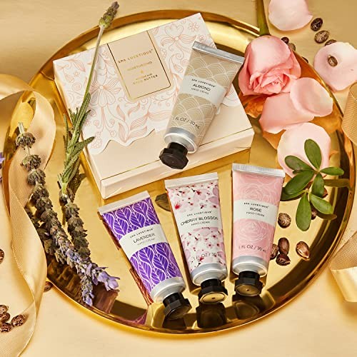 Hand Cream Gift Set,Mothers Day lavender, shea almond, rose, cherry blossom gallery
