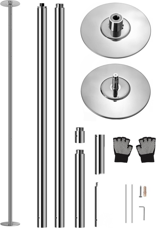 Portable Fitness Dance Pole, 82-108" Adjustable Height, Smooth Spinning & Static gallery
