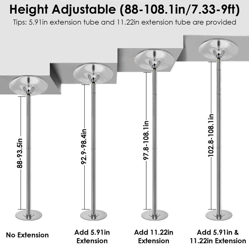 7.33FT to 9FT Dance Pole Set Home Exercise Club Static Spinning Stripper Dancing gallery