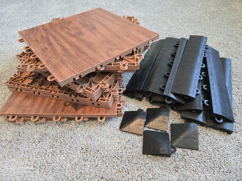 Portable 3x3 Dark Oak Interlocking Dance Floor - Durable & Easy to Clean