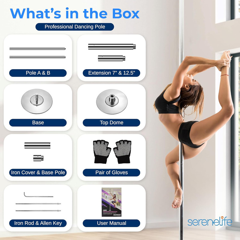 Serenelife Professional Spinning Dance Pole, 45Mm Portable Exercise Pole for Fit gallery