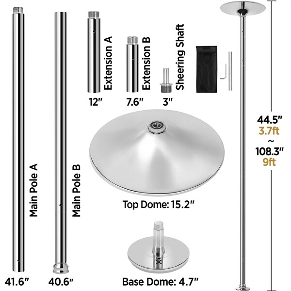 Stripper Dancing Pole Spinning & Static Mode 45mm for Home Portable Removable gallery