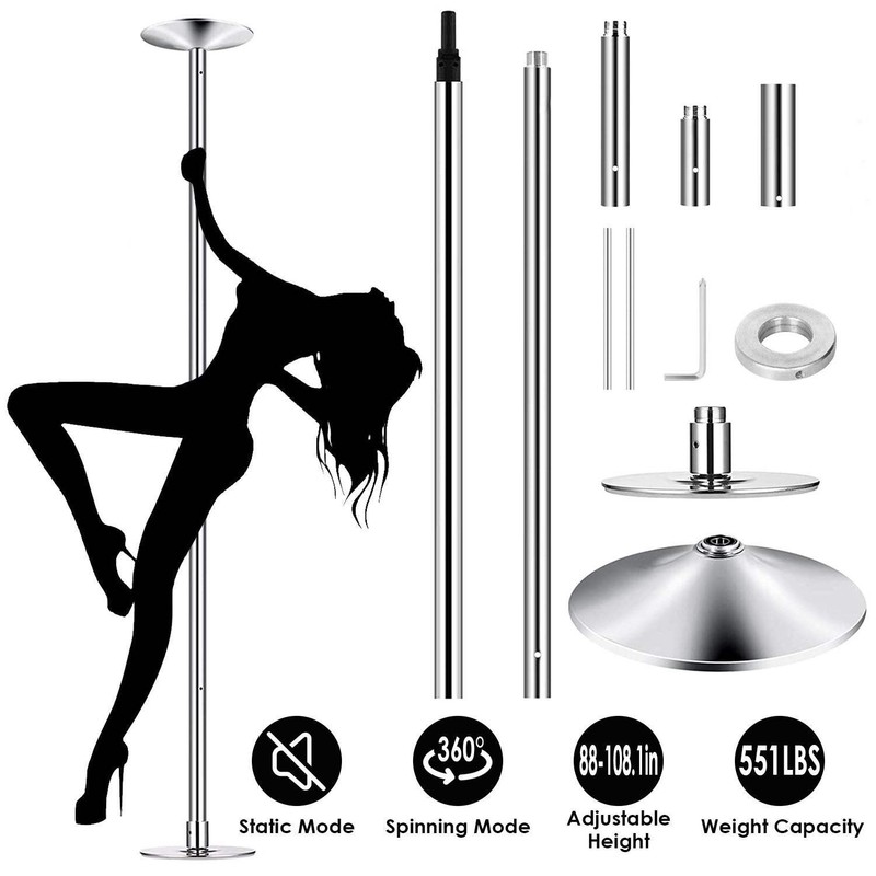 Stripper Dance Pole 45mm Spinning Static Dancing Pole with 88-108.1in Adjustable gallery
