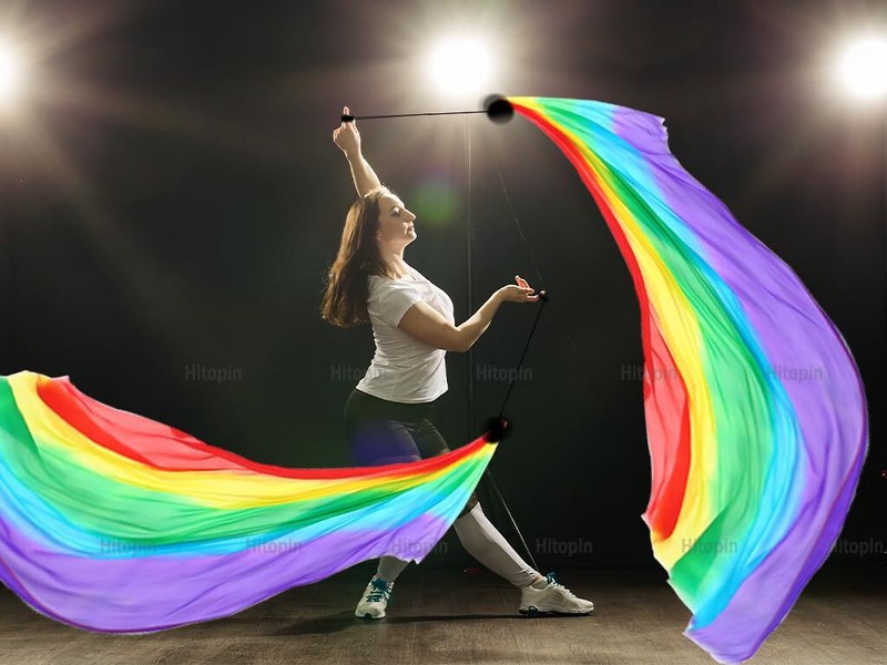 2 Sets Belly Dance Colorful Veil Poi Silk Poi Throwing Balls Poi Throwing Bal... gallery