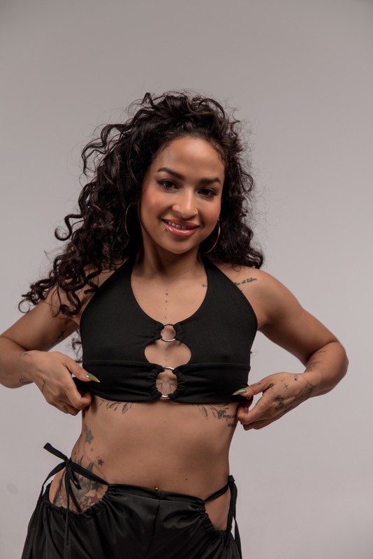 Black Crop Top with rings, Cutout Top, wrap around bra top, festival croppe top