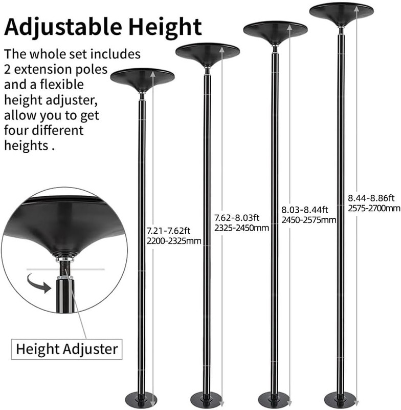 Pole Dancing Pole for Home - 45Mm Spinning Dance Pole with Extension, Portable D gallery