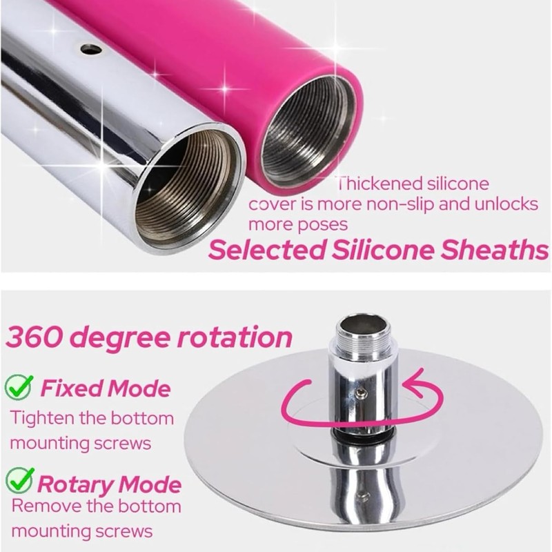 yshceonz Dance Pole Pink Silicone Dance Poles Spinning Fitness Pole Dance Pole f gallery