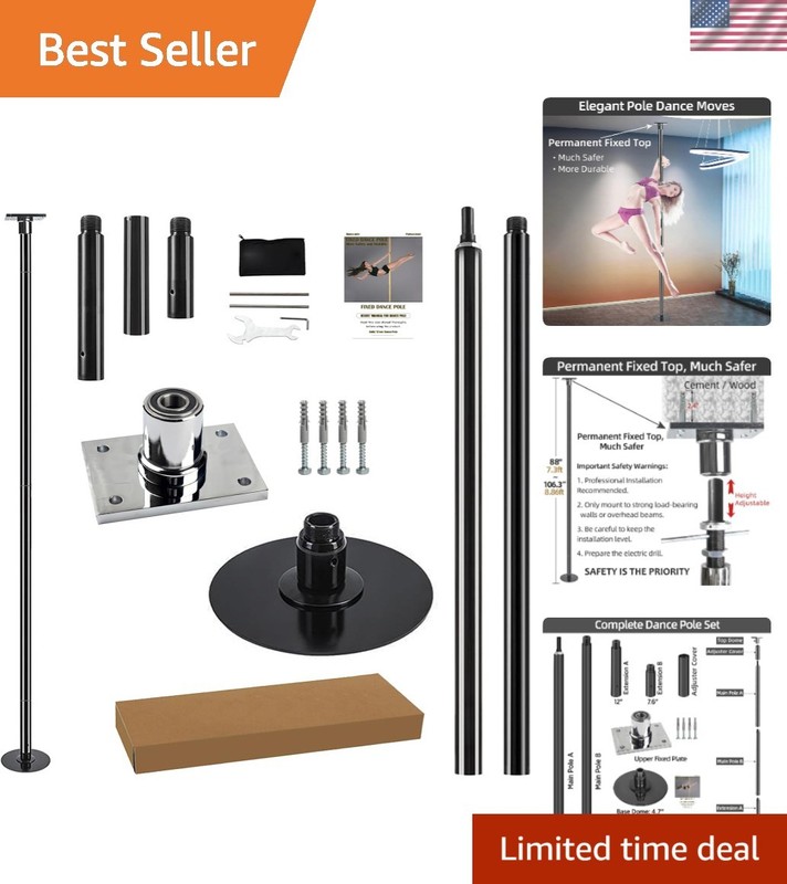 Permanent Fixed Dance Pole Kit, Professional 45mm Spinning & Static Dancing P…