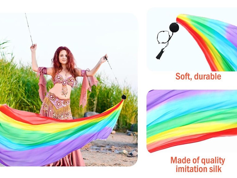 2 Sets Belly Dance Colorful Veil Poi Silk Poi Throwing Balls Poi Throwing Bal... gallery
