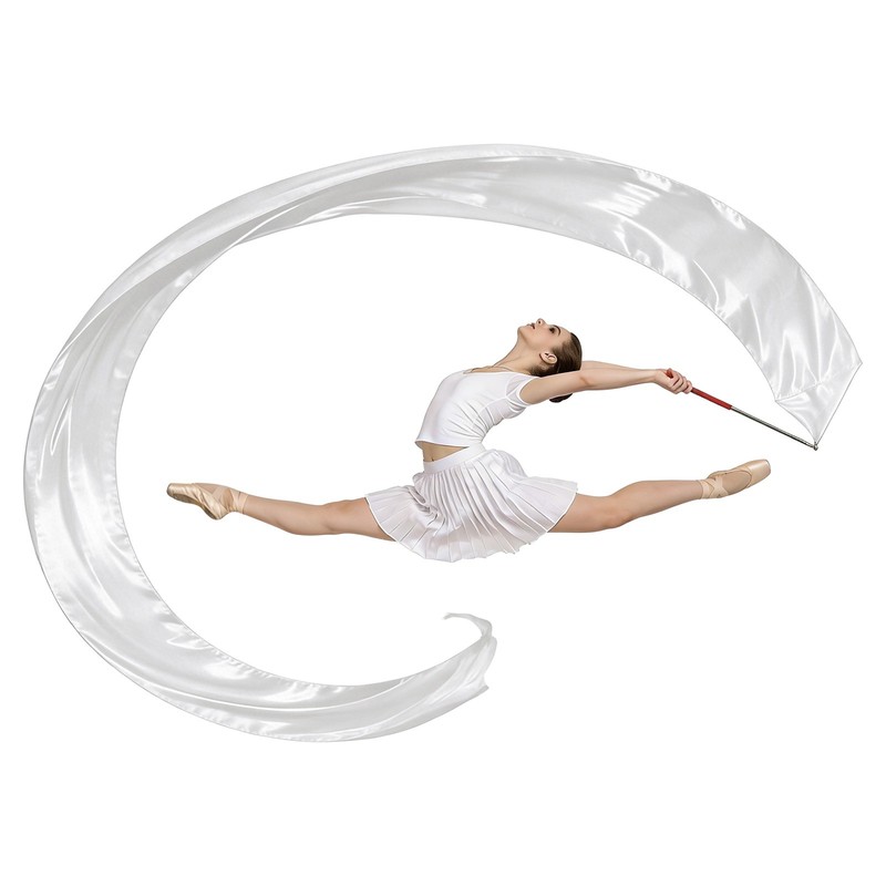 Gymnastics Dance Streamer, 98" & White-Fitting for (Artistic Dancing)
