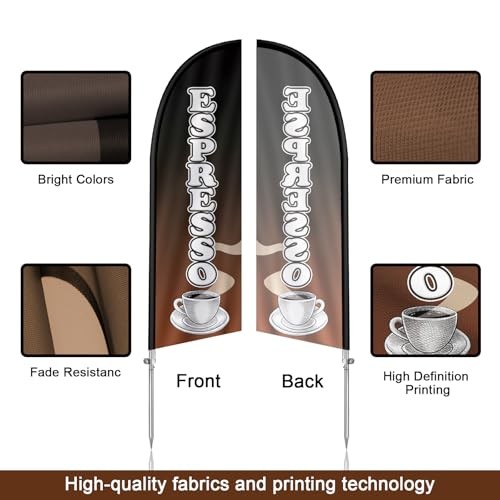 Espresso Flag for Business, Espresso 8FT Polyester Advertising Swooper Flag gallery