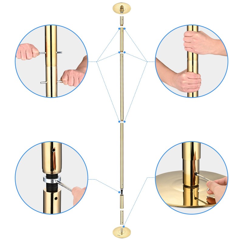 Yescom 12 FT Spinning Static Dancing Pole Kit w/ Extensions Fitness Dance Gold gallery