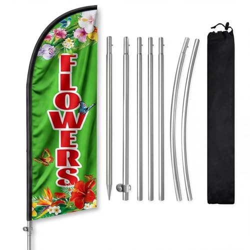Flowers Flag for Business, Flowers Signs, 8FT Polyester Advertising Swooper