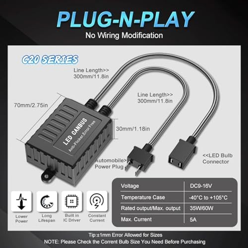 9008 C20 LED Decoder Strong Canbus Error Code Warning Canceller Anti H13 gallery