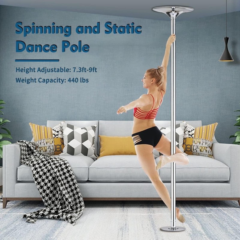 Spinning Static Dance Pole Portable Removable Adjustable 45mm Dancing Pole fo... gallery