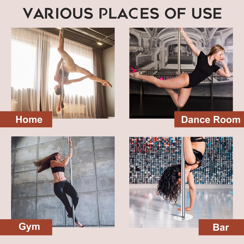 45mm Professional Chrome Finish Dance Pole Full Kit Removable Stripper Dancing gallery