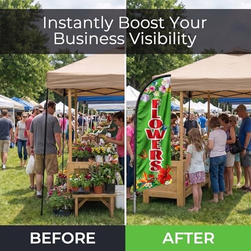 Flowers Flag for Business, Flowers Signs, 8FT Polyester Advertising Swooper gallery