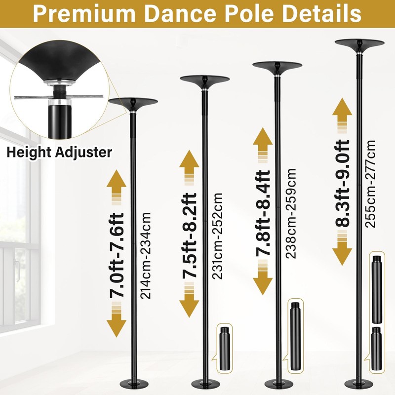 Portable Dance Pole Static Spinning 45mm Stripper Dancing Pole Fitness Exercise gallery