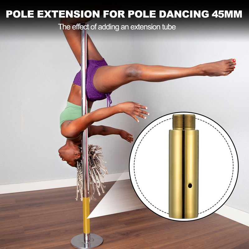 Pole Extension for 45mm Dance Pole, 5" & Black & Stainless Steel gallery