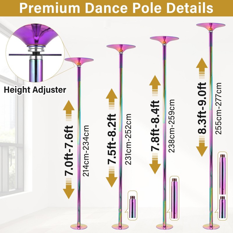 45mm Adjustable Dancing Pole for Home Rotating and Static Spin Dance Pole gallery